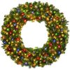 60" Pre-Lit Artificial Fir Christmas Wreath w/ Multicolor LED Lights, PVC Tips - Thumbnail 1