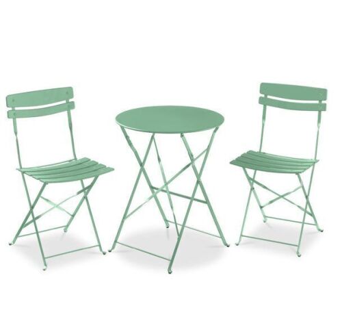 3-Piece Small Folding Patio Bistro Set w/ 2 Chairs - Lot 111