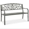 Steel Bench for Outdoor, Patio, Garden w/ Floral Design - 50in - Thumbnail 1