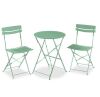 3-Piece Small Folding Patio Bistro Set w/ 2 Chairs - Thumbnail 1