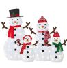 2D Lighted Snowman Family Set Outdoor Yard Decor w/ Twinkling LED Lights - Thumbnail 1