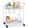 2-Tier Rolling Bar Cart Indoor/Outdoor w/ Shelves, Wine Rack, Locking Wheels - Thumbnail 1