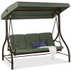 3-Seat Outdoor Canopy Swing Glider Furniture w/ Converting Flatbed Backrest - Thumbnail 1