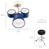 Kids Beginner 3-Piece Drum, Musical Instrument Set w/ Sticks, Stool, Pedal - Thumbnail 2