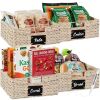 Set of 4 Water Hyacinth Pantry Baskets w/ Chalkboard, Marker - 13in - Thumbnail 1