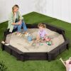 Kid's Wooden Octagonal Sandbox w/ Sand Cover, 4 Reinforced Benches, 8 Seats - Thumbnail 1