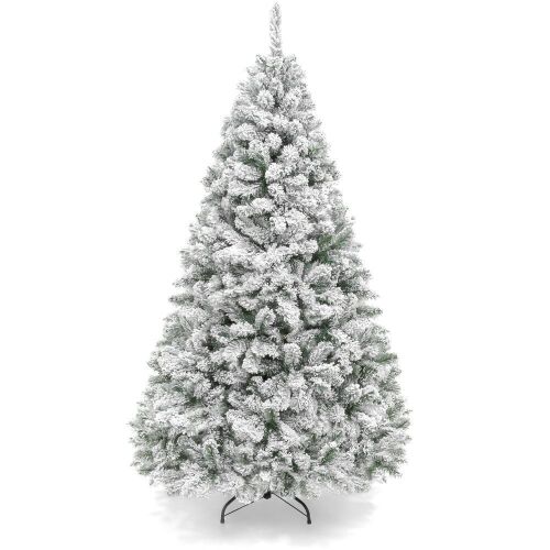 9' Snow Flocked Artificial Pine Christmas Tree w/ Foldable Metal Base - Lot 312