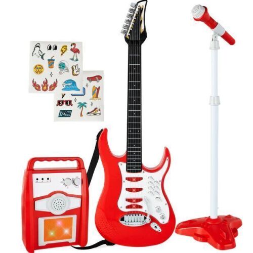 Kids Electric Guitar Toy Play Set w/ 6 Songs, Microphone, Amp - Lot 405