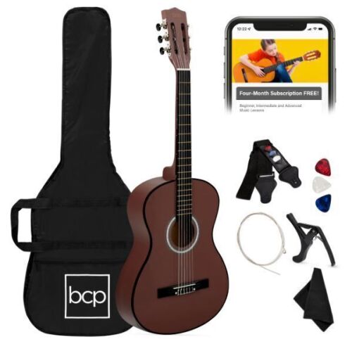 Beginner Acoustic Guitar Set w/ Case, Strap, Extra Strings - 38in - Lot 307
