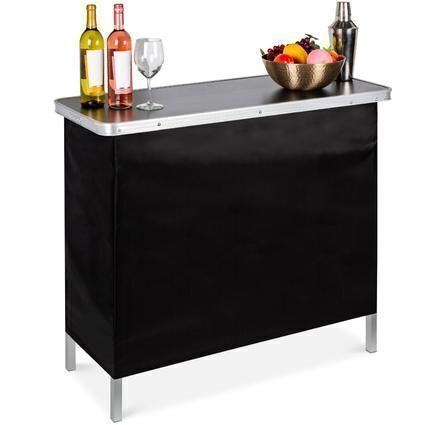 Portable Pop-Up Bar Table w/ Carrying Case, Removable Skirt - Lot 750