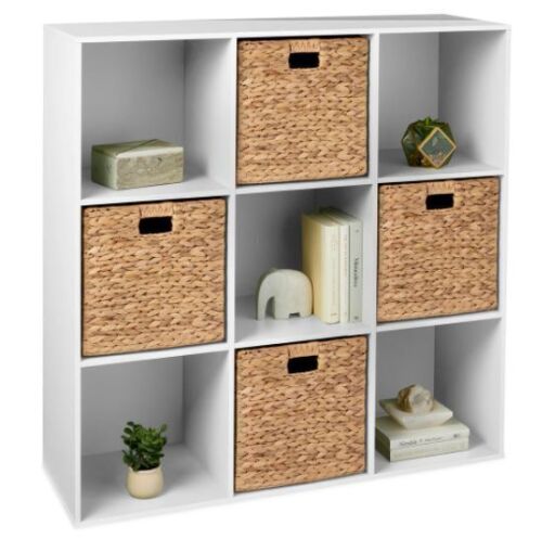 9-Cube Bookshelf, 13.5in Storage Display w/ Removable Panels, Customizable - Lot 194