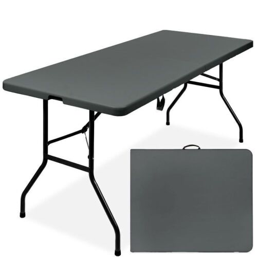 Portable Folding Plastic Dining Table w/ Handle, Lock - 6ft - Lot 481