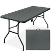 Portable Folding Plastic Dining Table w/ Handle, Lock - 6ft - Thumbnail 1