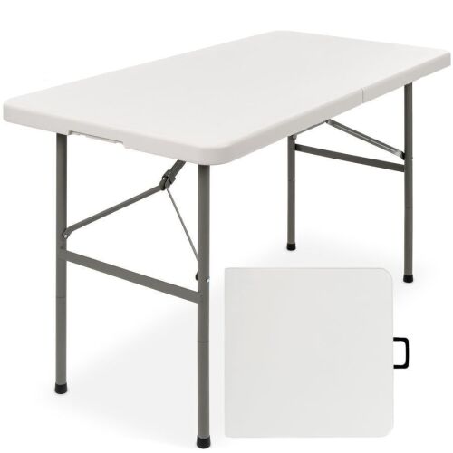 Portable Folding Plastic Dining Table w/ Handle, Lock - 4ft - Lot 585
