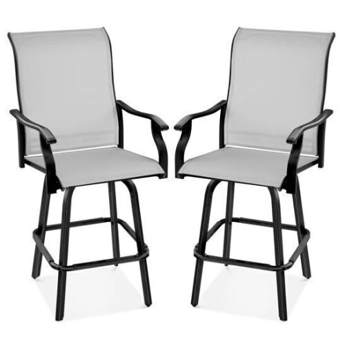 Set of 2 Swivel Barstools w/ 360 Rotation, All-Weather Mesh - Lot 184