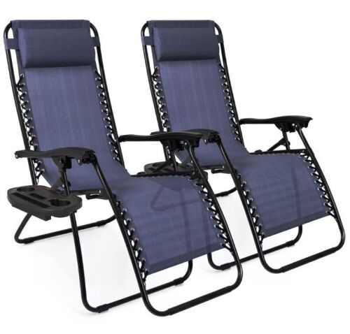 Set of 2 Adjustable Zero Gravity Patio Chair Recliners w/ Cup Holders - Lot 200