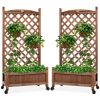 Set of 2 Wood Planter Box & Lattice Trellis w/ Optional Wheels - 48in - Thumbnail 1
