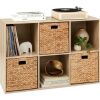 6-Cube Bookshelf, 13.5in Storage Display w/ Removable Panels, Customizable - Thumbnail 1