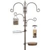 4-Hook Bird Feeding Station, Steel Feeder Stand w/ 2 Bird Feeders - 91in - Thumbnail 1