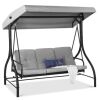 3-Seat Outdoor Canopy Swing Glider Furniture w/ Converting Flatbed Backrest - Thumbnail 1