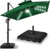 2-Tier Square LED Cantilever Offset Umbrella w/ 360 Rotation, Base - 10x10ft - Thumbnail 1