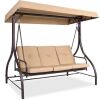 3-Seat Outdoor Canopy Swing Glider Furniture w/ Converting Flatbed Backrest - Thumbnail 1