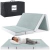 Twin Folding Portable Seafoam Mattress Topper w/ Plush Foam - 4in - Thumbnail 1