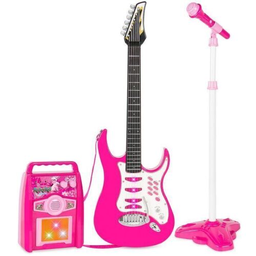 Kids Electric Guitar Toy Play Set w/ 6 Songs, Microphone, Amp - Lot 479