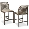 Set of 2 Indoor Outdoor Counter Height Bar Stools w/ All-Weather Rope - Thumbnail 1