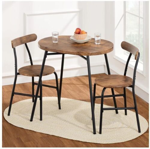 3-Piece Oval Dining Table Set, Small Kitchen Set w/ 2 Chairs - Lot 450