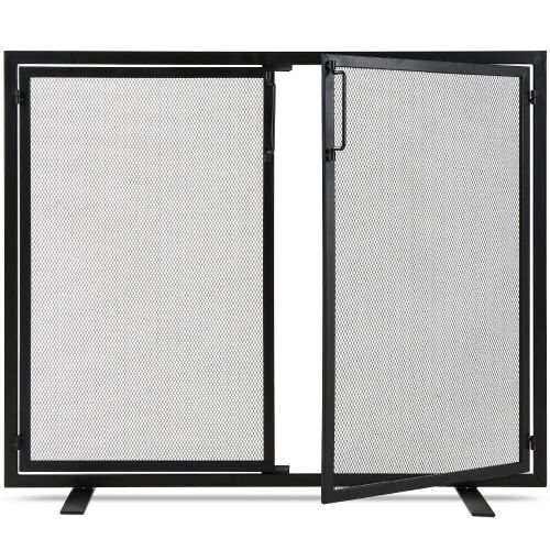 2-Door Wrought Iron Fireplace Screen w/ Magnetic Doors - 38.5x41in - Lot 541