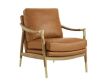 MODWAY Langford Vegan Leather Accent Armchair in Tan Walnut - Thumbnail 1