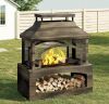 Bestier 37 in. Steel Outdoor Wood Burning Fireplace with Wood Storage Rectangular Freestanding - Thumbnail 1