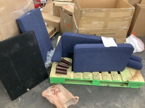 Mid-Century Modern Navy Blue Corduroy Fabric Upholstery Arm Chair with Wood Legs - Lot 133JF