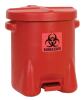 14 Gallon Biohazardous Plastic Waste Can, Foot-Operated, Red - Thumbnail 1