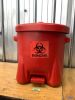 14 Gallon Biohazardous Plastic Waste Can, Foot-Operated, Red - Thumbnail 2