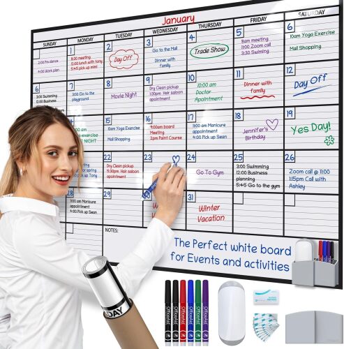 Large Dry Erase Calendar for Wall - Lot 16