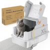 TENTIZON Stainless Steel Cat Litter Box with Lid, XL Large Covered Kitty Litterbox with Flip Top, High Side - Thumbnail 1