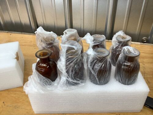 8PCS Amber Glass Vases for Flowers, Mini Bulk Flower Vases, Small Bud Vases for Centerpieces for Fall Wedding Party Events Decoration - Lot 3559