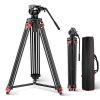 NEEWER Basic 74" Video Tripod with Fluid Head , Metal Camera Tripod with Smooth Friction Damping, Mid Level Spreader, Quick Release Plate Compatible with Manfrotto 501, Max Load 17.6lb, TP37 - Thumbnail 1