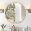 Round Mirror for Wall Decorative 20 inch Modern Gold Wavy Mirror Whit Wood Frame Circle Wall Mirror for Bathroom Bedroom Living Room Home House Office Entryway - Thumbnail 1