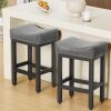 Counter Height Bar Stools Set of 2, 24 Inch Barstools for Kitchen Island Counter, Bonded Leather Kitchen Stools with Thick Saddle Seats & Heavy Duty Metal Base, Easy Assembly, Gray/Black - Thumbnail 1