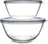Glass Mixing Bowls with Lids Set(2.85 QT, 4.76 QT)-Large Glass Mixing Bowls, Clear Salad Bowl for Baking, Cooking, Serving, Food Prep, 2pcs Nesting Bowls for Kitchen Storage & Dishwasher Safe - Thumbnail 1
