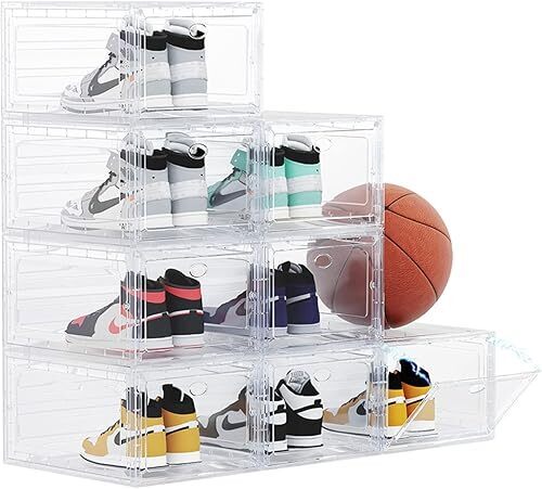 OMOPIN Large Clear Plastic Shoe Boxes Stackable (Clear 8 Pack) - Lot 3676