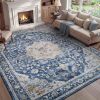 PADOOR Area Rug for Living Room, Soft Blue Rugs for Bedroom, Machine Washable Rug Non Slip Carpet for Dining Room Living Room Bedside Office - Thumbnail 1