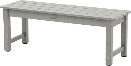WISHCII Outdoor Bench, Poly Lumber Weatherproof, 2 Person Patio Benches for Outdoors, Never Rot and Fade Backless Bench, Suit for Garden Park and Porch(Grey) - Lot 3719