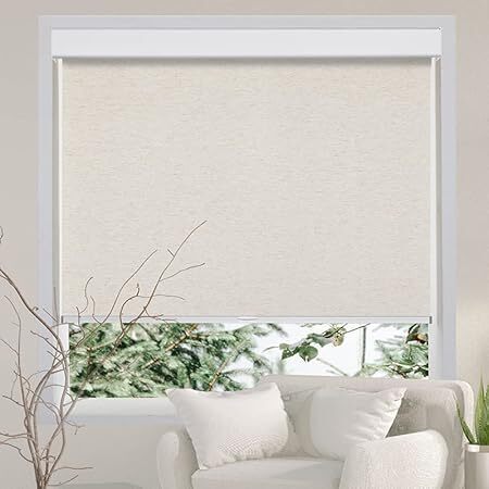 Persilux Free-Stop Cordless Roller Blinds Light Filtering Roller Shades for Windows (Cream 35.5" W x 72" H) - Lot 3735