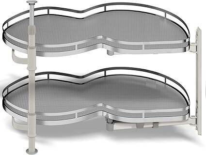 Kinchoix Blind Corner Cabinet Pull Out Organizer, Soft Close Swing Right Pull Out Cabinet Organizer 30inch, Corner Cabinet Lazy Susan for Blind Shelf, 2 Tiers Tray, Adjustable Height - Lot 3750