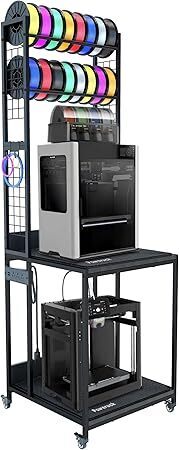 Heavy Duty PRT22 3D Printer Stand with Power Hub, High Density Polymer Vibration Damping Pads, Elevated Storage & Locking Wheels for Most Large Printers - Lot 3751