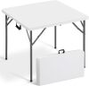 Vampire Killer 34" Square Folding Table, Portable Folding Card Table with Collapsible Legs & Carrying Handle, Plastic Tables for Camping,Picnic, Office, Party, White - Thumbnail 1